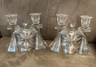 TWO ANCHOR HOCKING VINTAGE PRESCUT STAR OF DAVID DOUBLE CANDLE HOLDERS