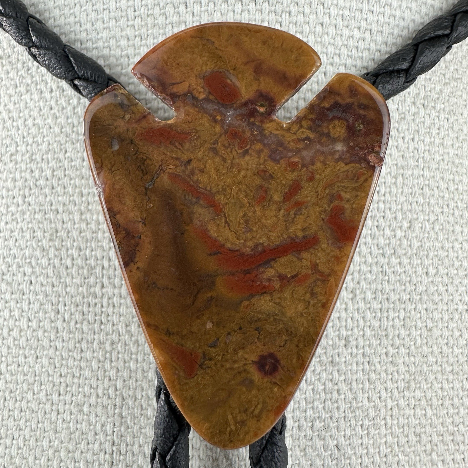 Stunning Jasper Agate Arrowhead Southwestern Bolo… - image 4
