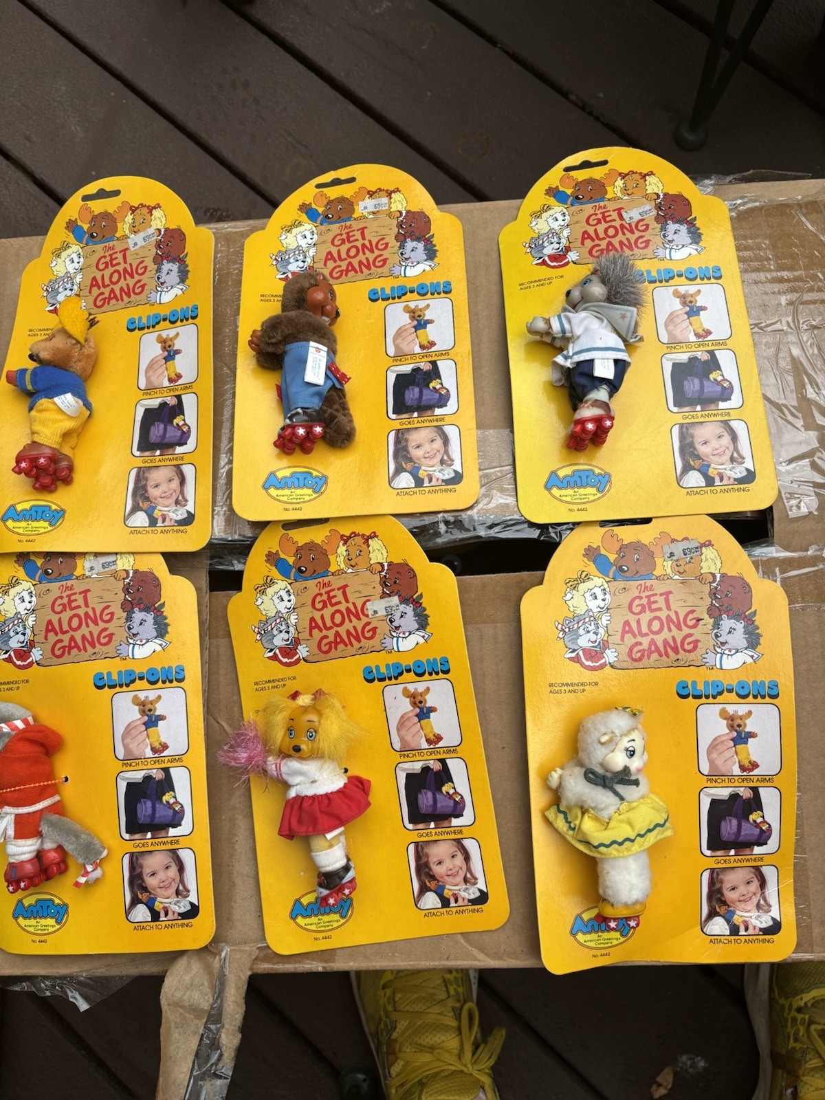 The Get Along Gang Whole Set Lot x 6 Clip On Vintage 4" Figures Amtoy 1984 NOS