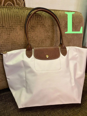 Longchamp foldable tote bag, large capacity, L size Nylon White