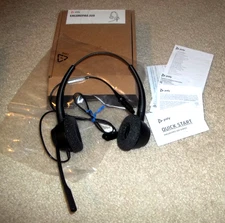 NEW in BOX Plantronics Poly EncorePro 320 Binaural Headset -QD - Black 214573-01