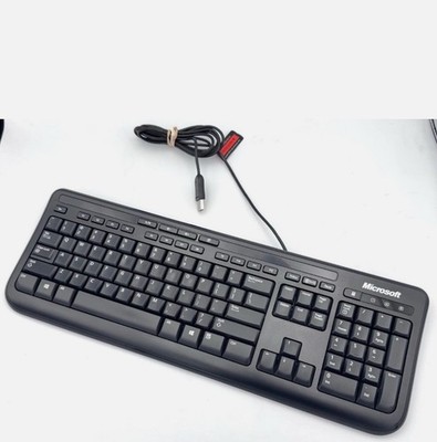 Microsoft Wired 600 USB Keyboard Black Computer Accessory Used Tested WORKING