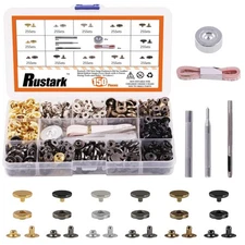 150 Sets Leather Snap Fasteners Kit, 6 Colors Metal Button Snaps Press Studs ...