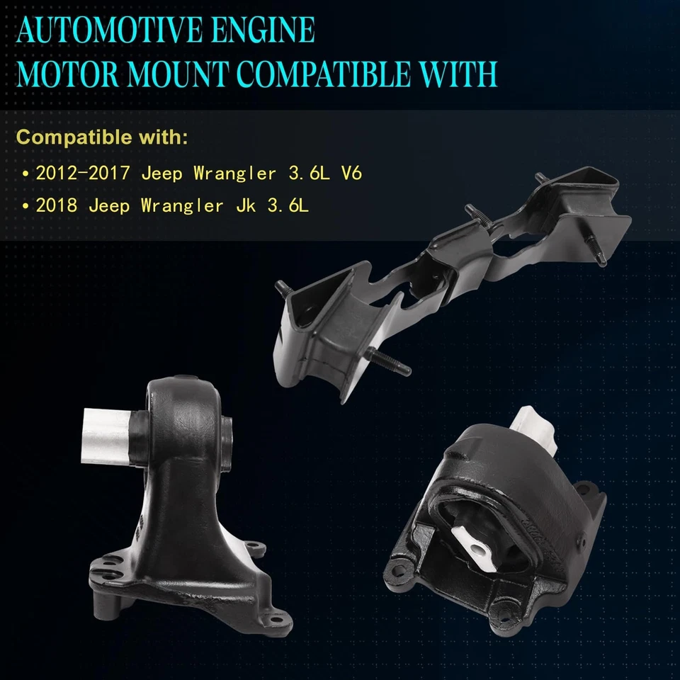 3PCS,Engine Motor Mount & Trans Mount Compatible with Wrangler 2012-2017, Wra... - Image 2 of 4