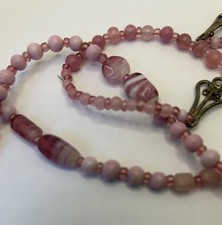 Pink Beaded necklace and earrings Jewelry set Boho Decorative Clasp 31  