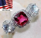 3CT Heat Treated Rubellite Tourmaline 925 Solid Sterling Silver Ring Sz 6 U4-7 — photo 1