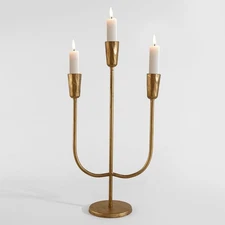 Cast Iron Candelabra for 3 Candles, Brass Candlestick Holder Vintage Taper Ca...