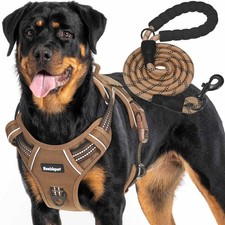 Beebiepet Tactical No Pull Dog Harness with Leash, Large, Brown Fast Ship