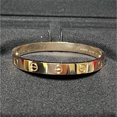 Cartier Love 18k Yellow Gold Bangle Bracelet Screw Closure Size 15