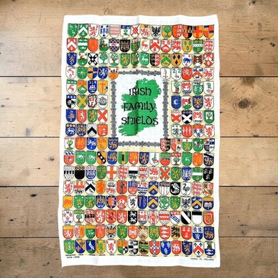 Irish Family Shields Linen Tea Towel / Wall Tapestry Colorful NWOT