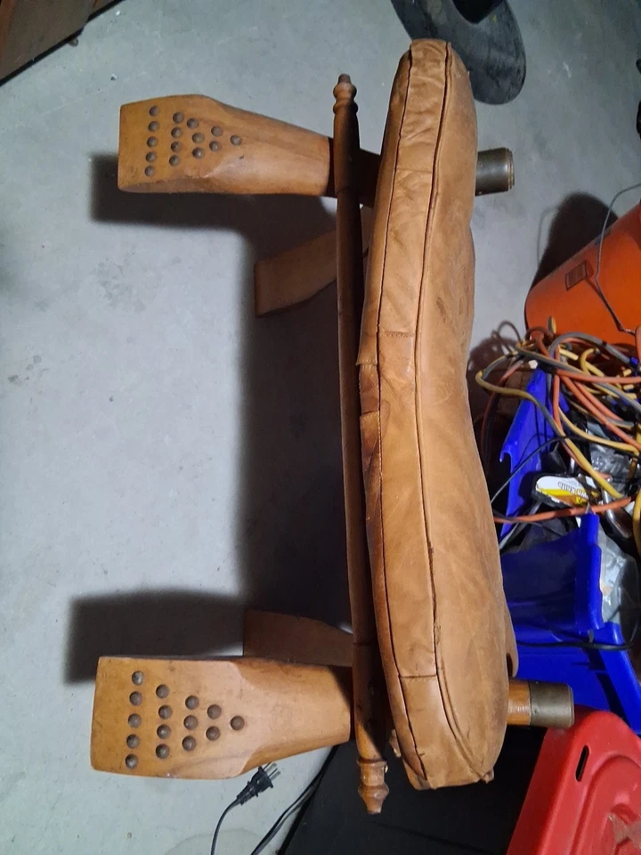 Египетский верблюжий седло табурет середины века кожаный винтажный антикварный - Изображение 2 из 3