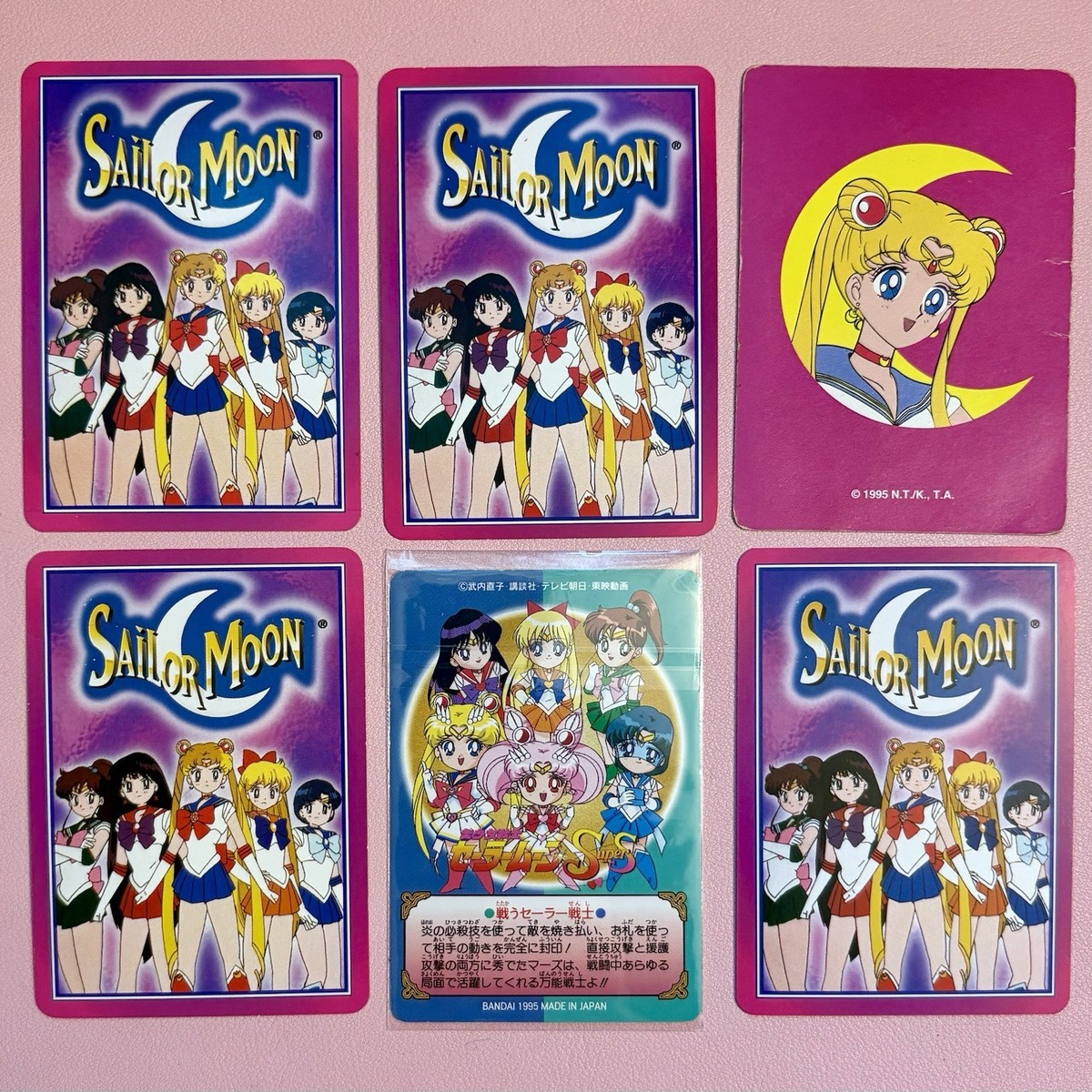 Vintage 6 Card Lot Sailor Mars 1995 Bandai Japan & Sailor Moon CCG
