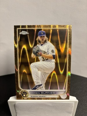 2022 Topps Chrome Gilded Corbin Burnes Gold RayWave /25 Brewers MLB