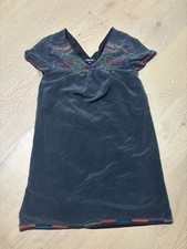 Madewell 100 Silk A Line Shift Dress Womens XS Embroidered Stitch Black