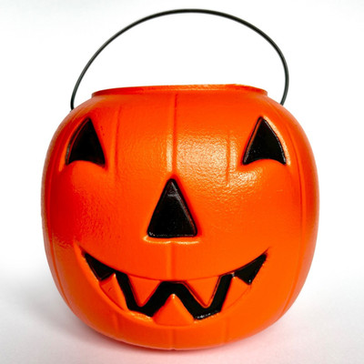 Vtg Halloween Pumpkin Blow Mold Candy Bucket Jack-O-Lantern General Foam Co. USA
