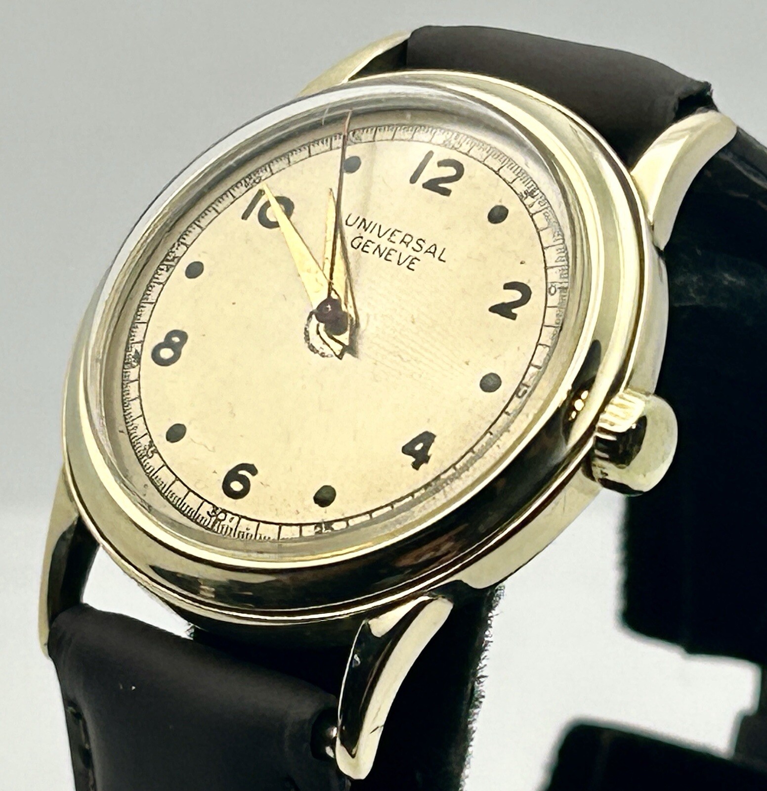 Vintage 1945 WW2 Universal Geneve 14k Military Watch Cal 263 New Band & Crystal