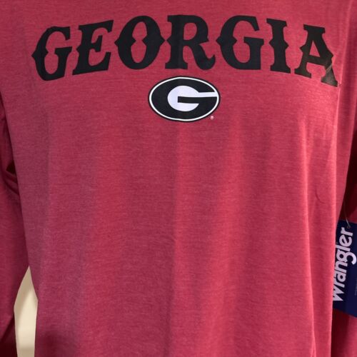 NEW UGA Georgia Bulldogs Wrangler Long Sleeve Red Crew Neck Shirt Men's L - Picture 2 of 6