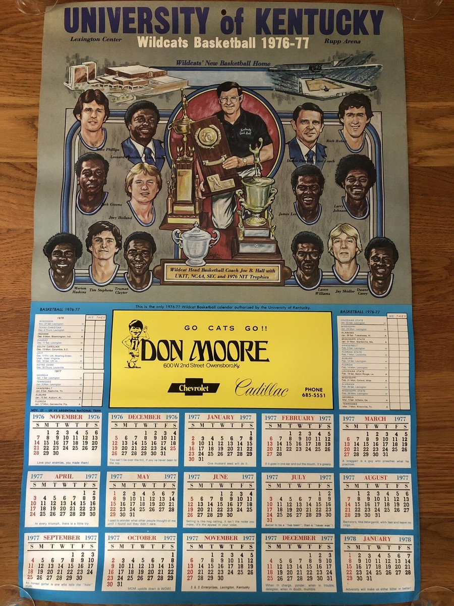university-of-kentucky-wildcats-1977-calendar-don-moore-chevrolet-owensboro-ky-ebay