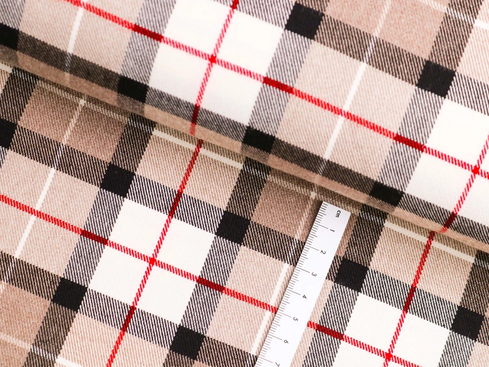 SCHOTTENKARO Karo Stoff Glencheck Kilt Meterware Camel Creme Schwarz EUR 13,98/m - Bild 2 von 2