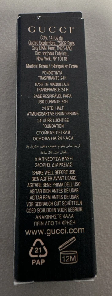 GUCCI 24H WEAR BASE TRANSPIRABLE ACABADO MATE LUMINOSO "FAIR MEDIUM 220W" 5ML Foto 2 de 3
