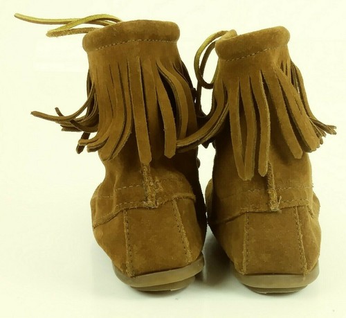 Minnetonka 2422 Women Boots Moccasins Ankle US 4 Brown Suede Fringe Booties 454 - Picture 6 of 11