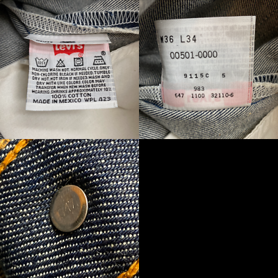 Vintage 1993 Levi's Original 501 XX Shrink-To-Fit Button-Fly Denim