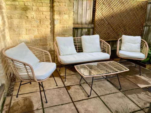 Rattan Garden Furniture Set with Table & Cushions