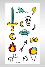 vintage face decor sword arrpw skull temporary tattoo