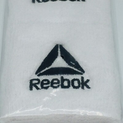 Reebok White Sports Wristband White with Black Logo OSFM for sale