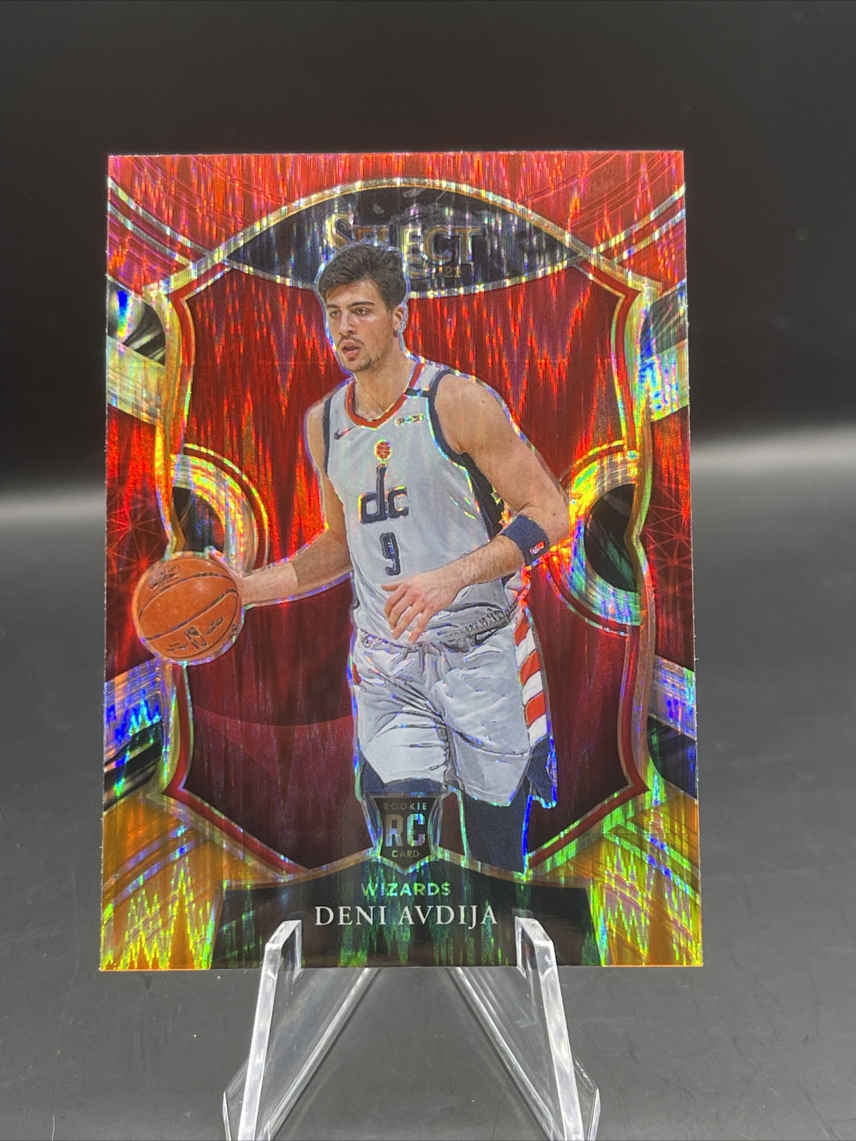 Deni Avdija 2020-21 Select Concourse Red White Orange Shimmer #69 RC Wizards