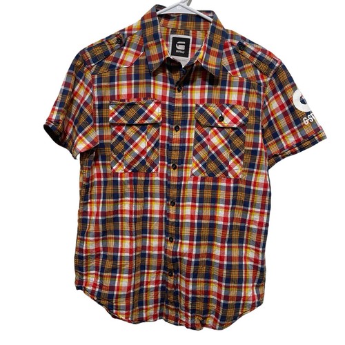 G-Star Raw Men's Button Front Shirt Size Medium Short Sleeve Slim Fit