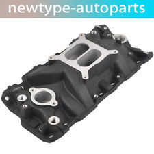 Aluminum Dual Plan Intake Manifold For Sbc Chevy 305 327 350 383 55-86 Black