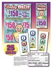 Pull Tab Ticket - Hard Card Tickets - Game - Baby Balls