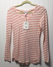 New DEREK HEART Womens Size M Striped Hoodie Incredible Top Casual USA Made