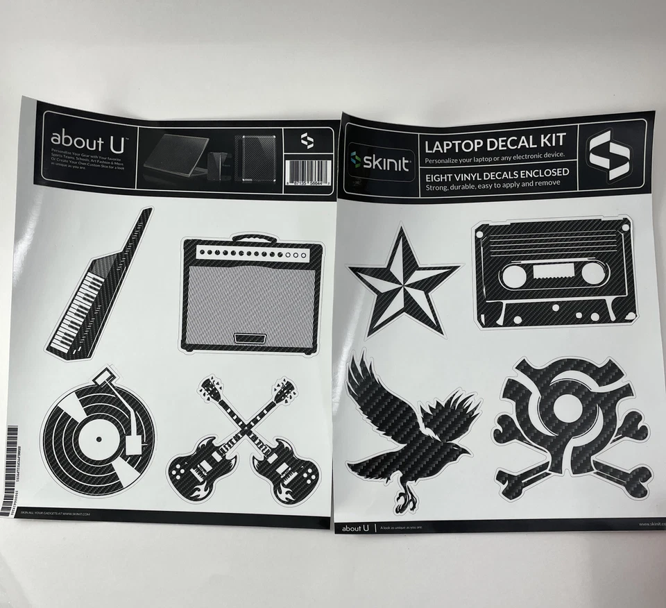 SKINIT LAPTOP DECAL KIT 8 STRONG VINYL Carbon Fiber Look Rock Music Guitars - Image 3 of 3