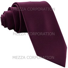 New Vesuvio Napoli Men's 2.5" skinny necktie only solid polyester Dark Purple