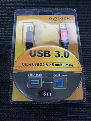 New Factory Sealed Delock USB 3.0 Cable USB 3.0-A B male / male (3m)