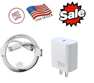  20W PD Fast Charger Cube Type C Cable For iPhone 15 And Samgsum 22,23,24