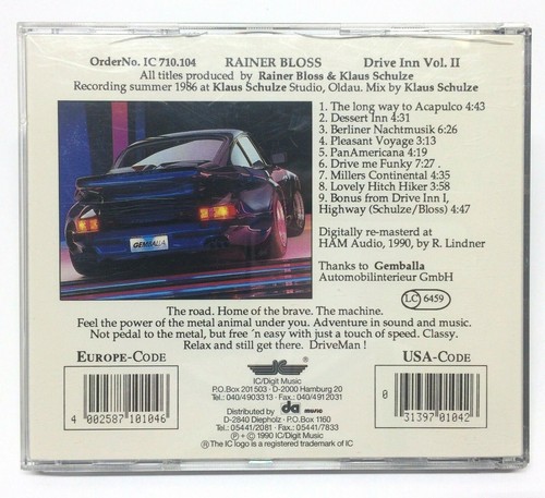 Rainer Bloss Klaus Schulze Drive Inn Vol 2 CD 1990 IC/Digit Electronic Music - Picture 2 of 7