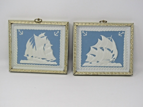 Framed 3D Clipper Ship Sailing with Anchors Shadow Box Picture Nautical Vintage - Afbeelding 1 van 14