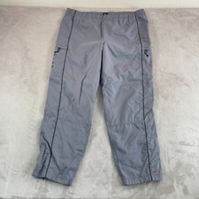 Vintage Nike Windbreaker Pants Men 2XL Gray Nylon Baggy Ankle Zip Lined Swoosh