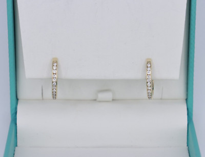 14K Gelbgold Kanal Set Runde Diamant 7/8'' Creolen