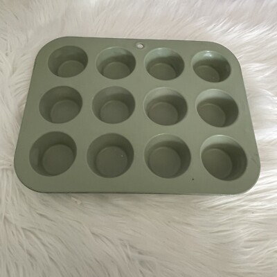 Mint Green MIRRO 182 GREEN ALUMINUM Vtg 12 Cup Mini Muffin