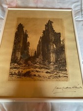 ORVAL gravure 19° des ruines abbaye signée de S.A.R. Marie comtesse flandre