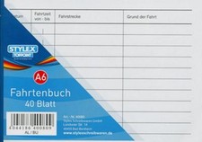 50 Fahrtenb&uuml;cher DIN A6 Stylex Fahrtenbuch 40 Blatt