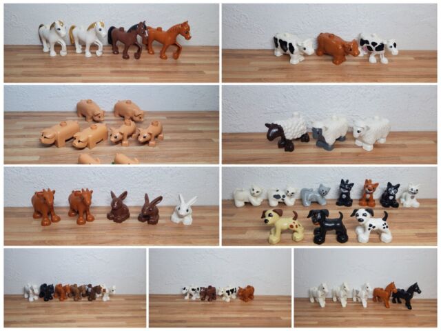 Lego Duplo Tiere Bauernhof Kuh Pferd Pony Schwein Schaf Hase Ziege Hund Katze