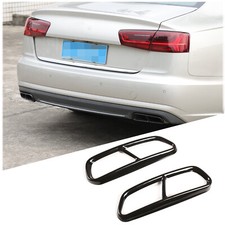Gloss Black Steel Rear Exhaust Muffler Tail Pipe Tip Chrome For Audi A6L 2016-18