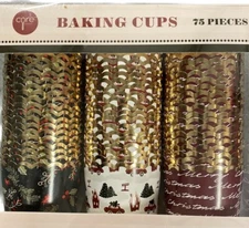 Core Kitchen 75 Piece Box of Thick Holiday Cheer Baking Cups- NIB