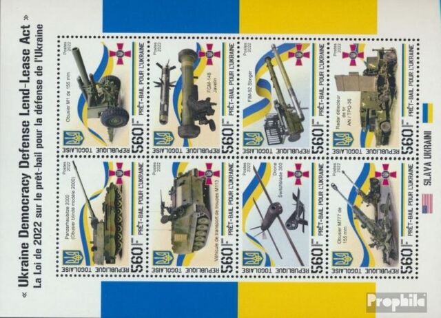 Briefmarken Togo 2022 Mi Kleinbogen2 postfrisch Militär Kriege Briefmarken Togo 2022 Mi Kleinbogen2 postfrisch Militär Kriege