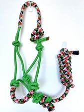 Braided Rope Halter, Rope Headstall 7ft lead Pony Cob Full XFull Various Colours